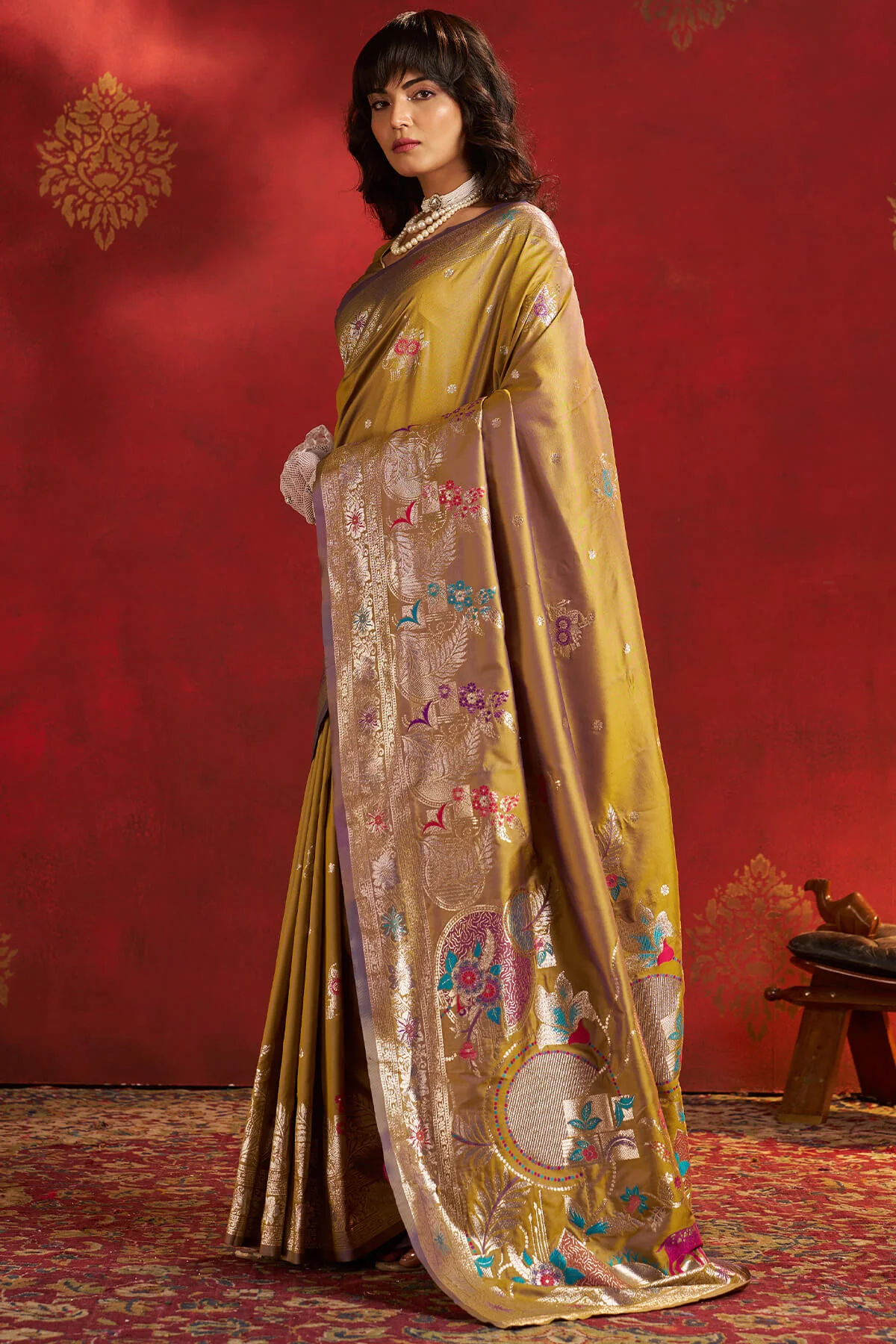 Transcendent Mustard Pure Zari Weaving Banarasi Silk Saree With Phenomenal Blouse Piece - Image 5