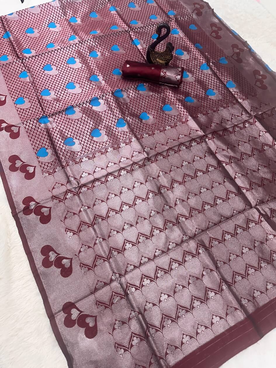 Trendy Brown Soft Banarasi Silk Saree With Hypnotic Blouse Piece - Image 2