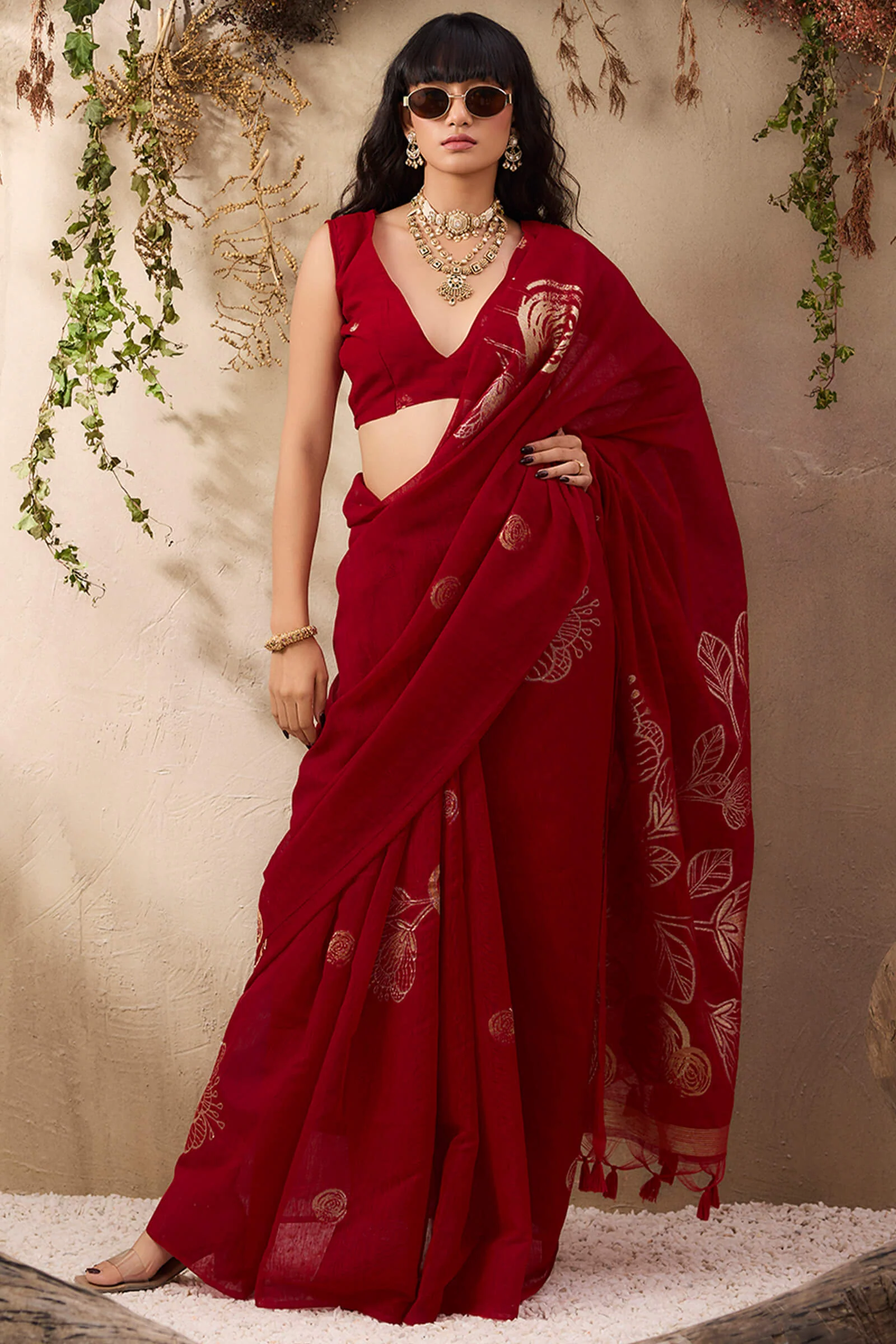 Trendy Maroon Cotton Silk Saree With Marvellous Blouse Piece - Image 3