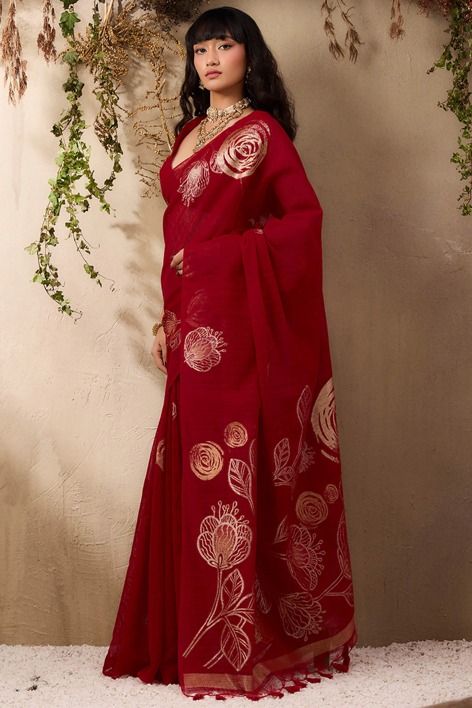 Trendy Maroon Cotton Silk Saree With Marvellous Blouse Piece - Image 4