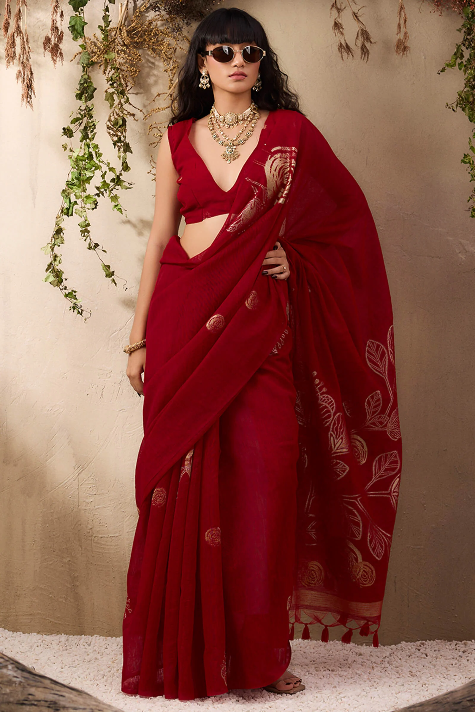 Trendy Maroon Cotton Silk Saree With Marvellous Blouse Piece - Image 5