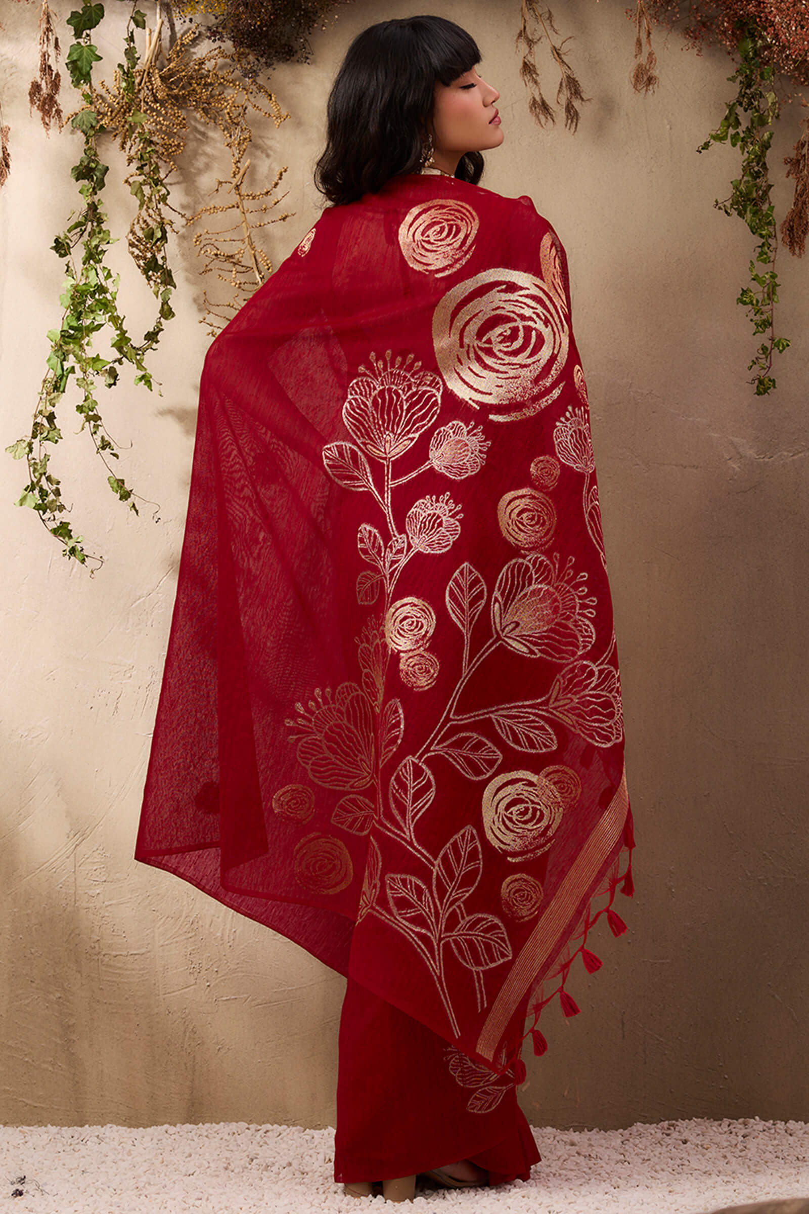 Trendy Maroon Cotton Silk Saree With Marvellous Blouse Piece - Image 6