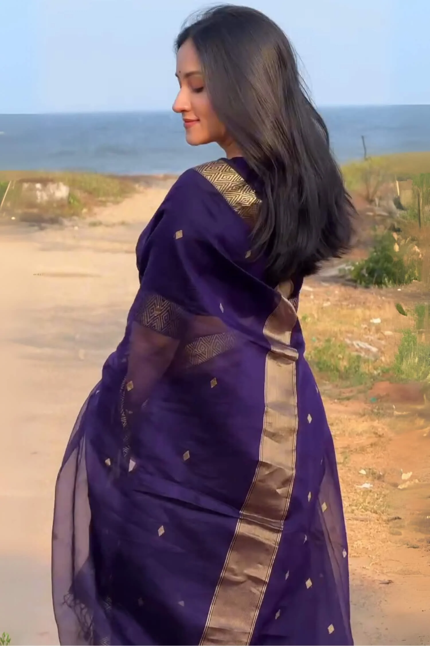 Winsome Purple Cotton Silk Saree With Forbearance Blouse Piece - Image 8