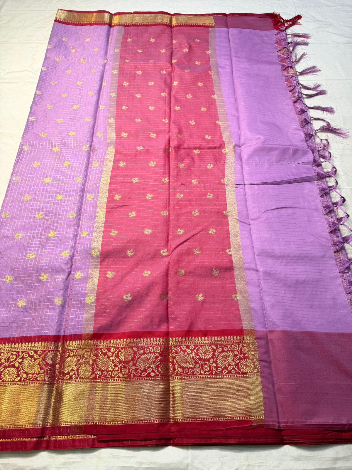 Woebegone Lavender Soft Silk Saree With Mellifluous Blouse Piece - Image 4