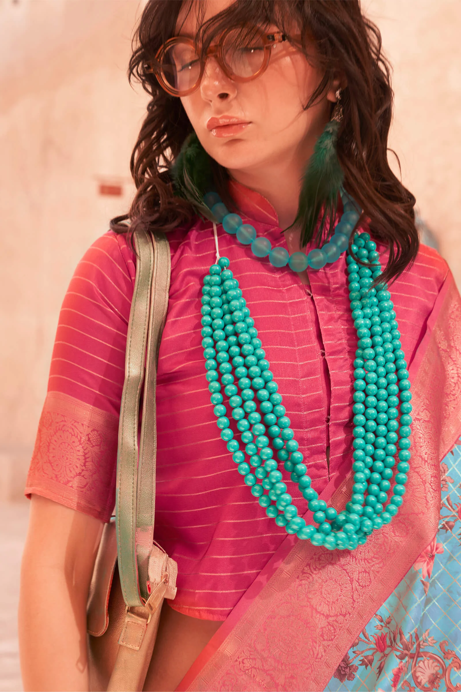 Woebegone Turquoise Digital Printed Cotton Silk Saree With Murmurous Blouse Piece - Image 3